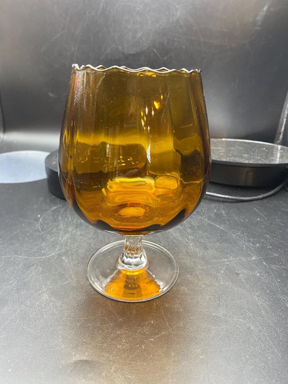 Handblown Amber Brandy Snifter